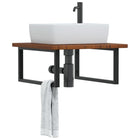 Bathroom Wall Shelf Steel And Solid Oak