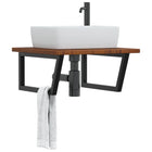 Bathroom wall shelf steel and solid oak