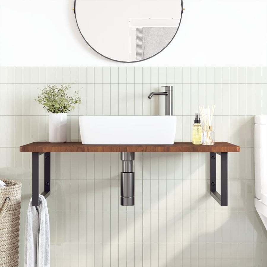 Badkamer Wandschap Staal En Massief Eikenhout