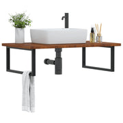 Badkamer wandschap staal massief eikenhout