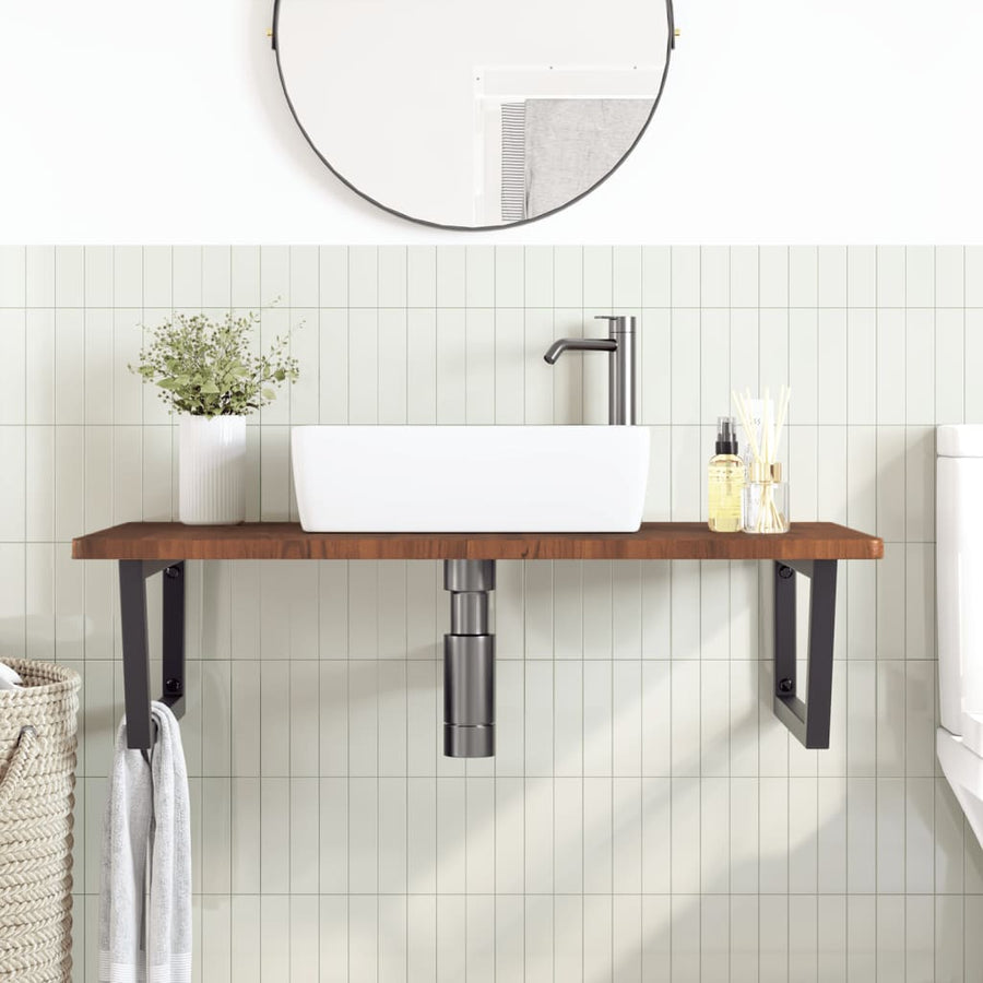 Badkamer wandschap staal en massief eikenhout