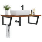Badkamer wandschap staal massief eikenhout 100x60x2.5 cm