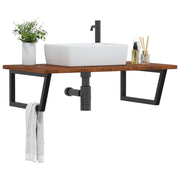 Badkamer wandschap staal massief eikenhout 100x60x2.5 cm
