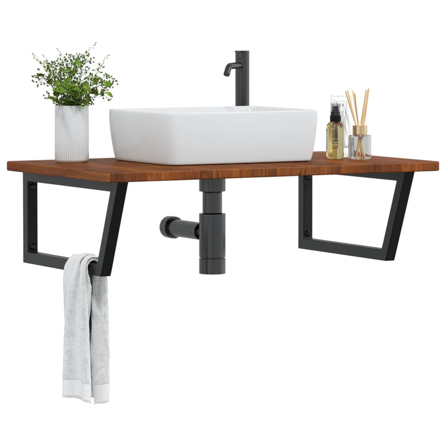 Badkamer wandschap staal en massief eikenhout