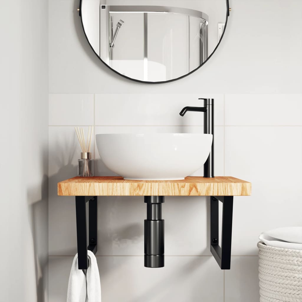 Badkamer Wandschap Staal En Massief Eikenhout