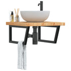 Badkamer wandschap 60x60x4 cm staal massief eikenhout