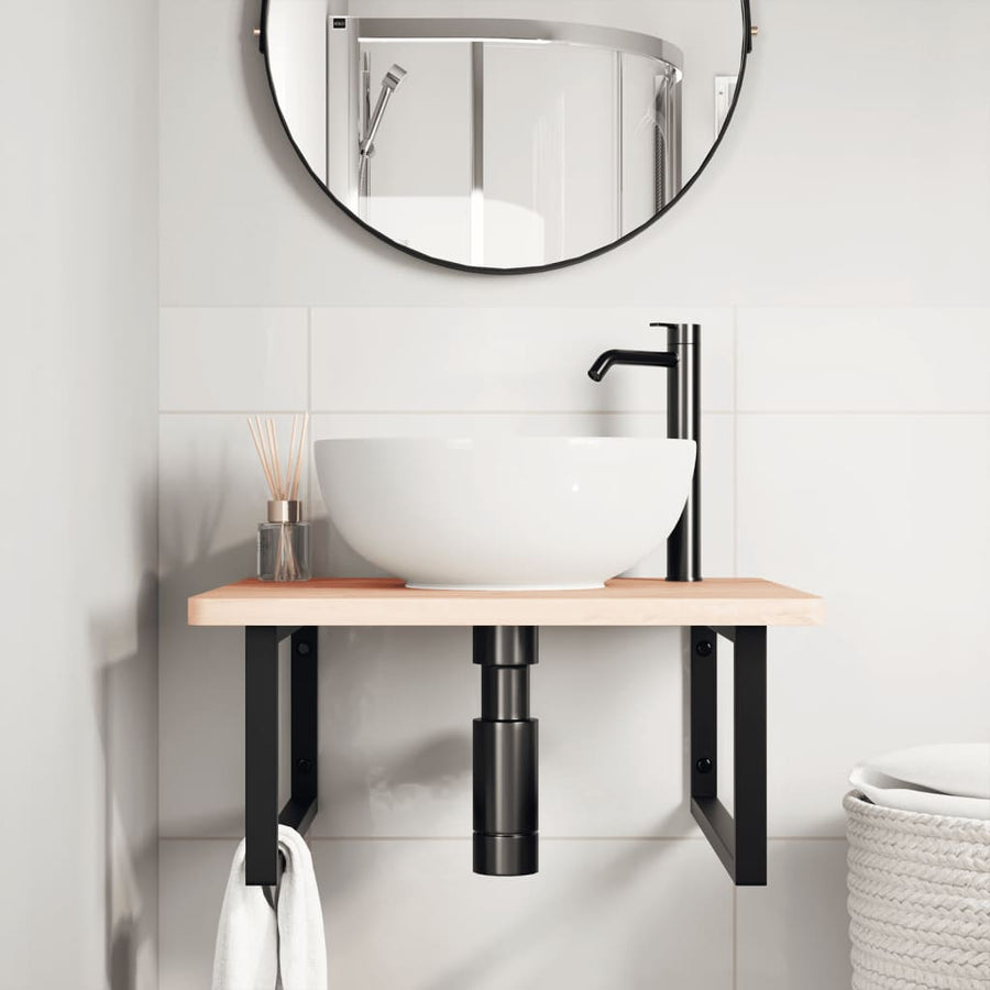 Badkamer Wandschap Staal En Massief Beukenhout Eiken En Wit