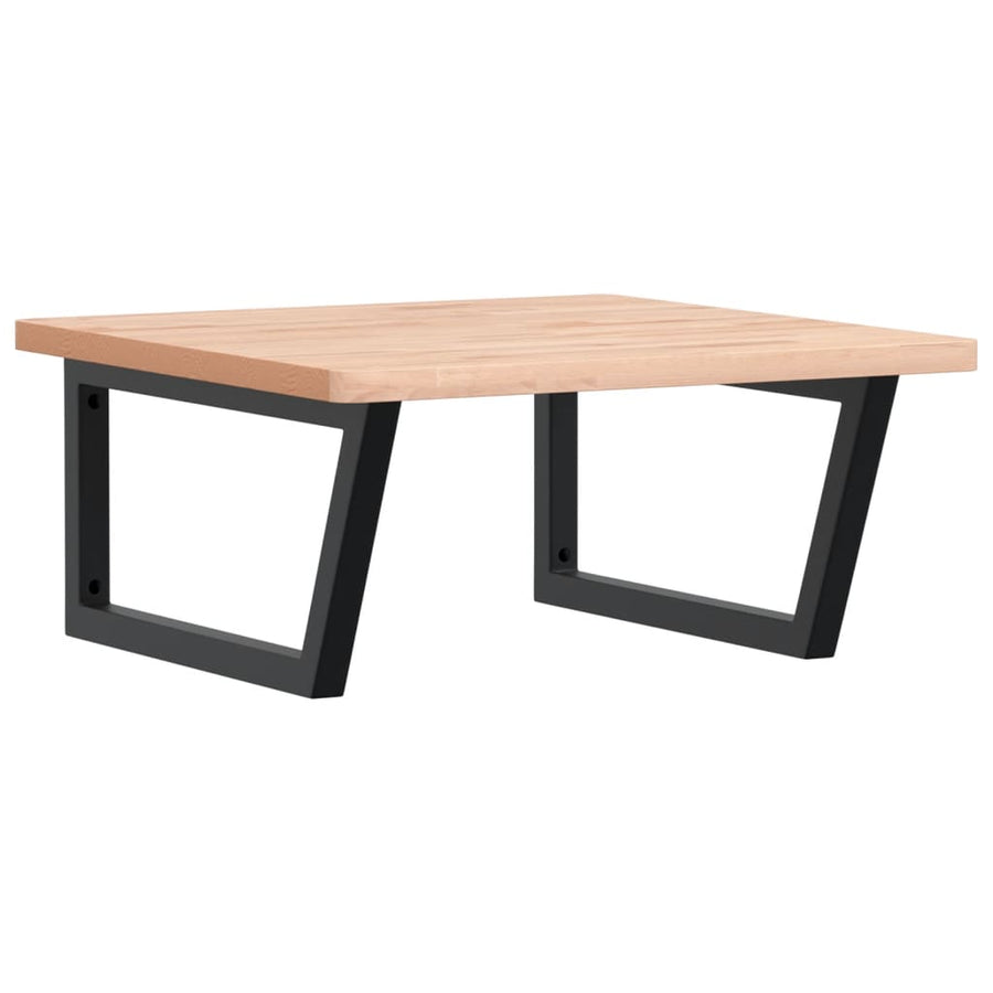 Badkamer Wandschap Staal En Massief Beukenhout 1 60 x 60 x 2.5 cm Bruin en zwart