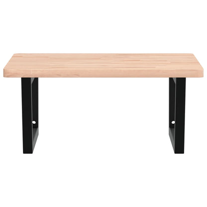Badkamer Wandschap Staal En Massief Beukenhout 1 60 x 60 x 2.5 cm Bruin en zwart