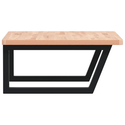 Badkamer Wandschap Staal En Massief Beukenhout 1 60 x 60 x 2.5 cm Bruin en zwart