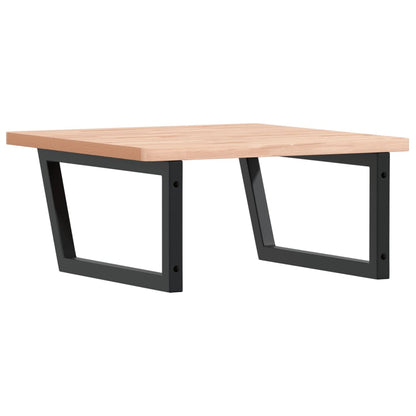Badkamer Wandschap Staal En Massief Beukenhout 1 60 x 60 x 2.5 cm Bruin en zwart