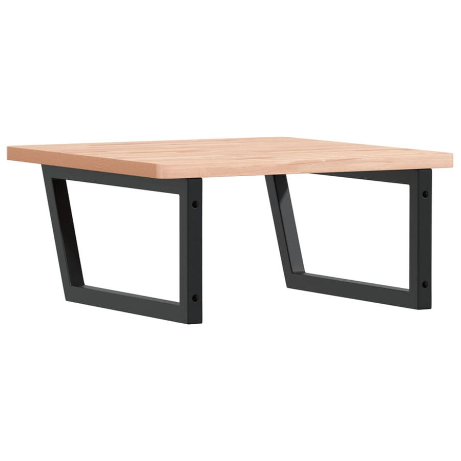 Badkamer Wandschap Staal En Massief Beukenhout 1 60 x 60 x 2.5 cm Bruin en zwart