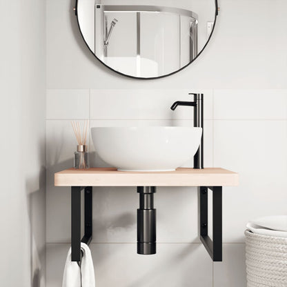 Badkamer Wandschap Staal En Massief Beukenhout