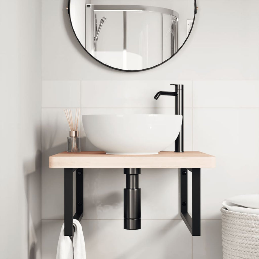 Badkamer Wandschap Staal En Massief Beukenhout