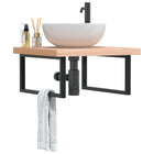 Bathroom Wall Shelf Steel And Solid Beech Wood