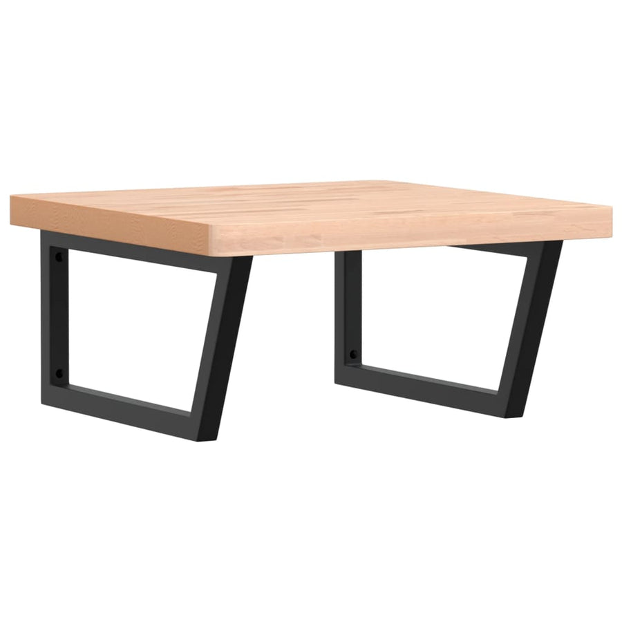 Badkamer Wandschap Staal En Massief Beukenhout 1 60 x 60 x 4 cm Bruin en zwart