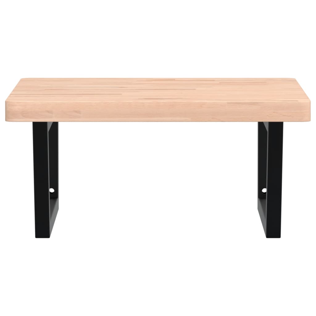 Badkamer Wandschap Staal En Massief Beukenhout 1 60 x 60 x 4 cm Bruin en zwart
