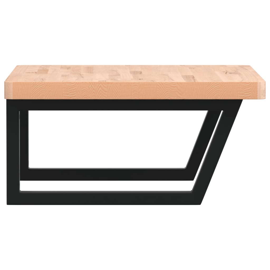 Badkamer Wandschap Staal En Massief Beukenhout 1 60 x 60 x 4 cm Bruin en zwart