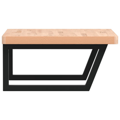 Badkamer Wandschap Staal En Massief Beukenhout 1 60 x 60 x 4 cm Bruin en zwart