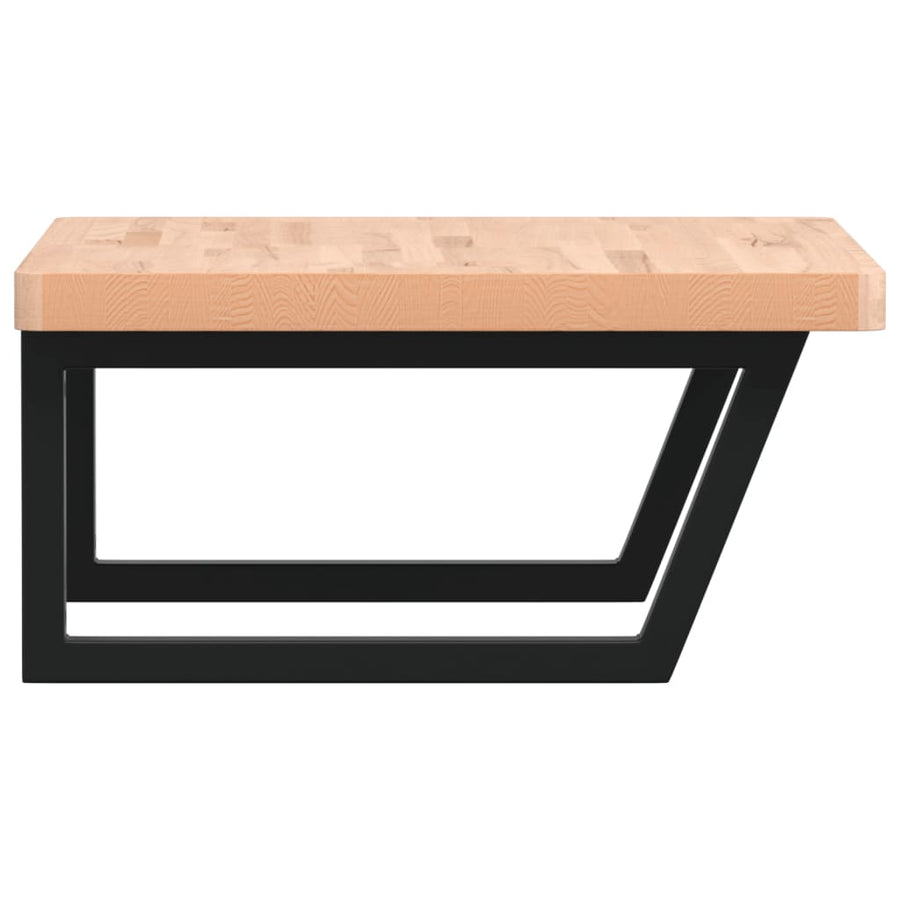 Badkamer Wandschap Staal En Massief Beukenhout 1 60 x 60 x 4 cm Bruin en zwart