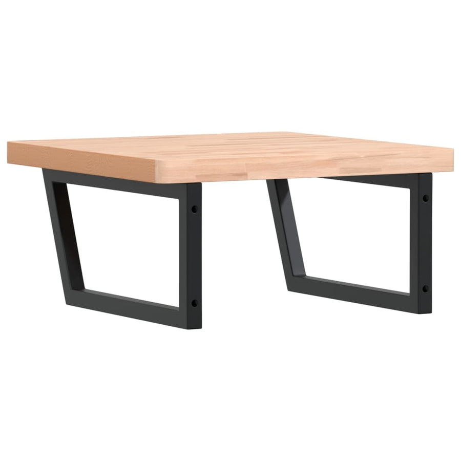 Badkamer Wandschap Staal En Massief Beukenhout 1 60 x 60 x 4 cm Bruin en zwart