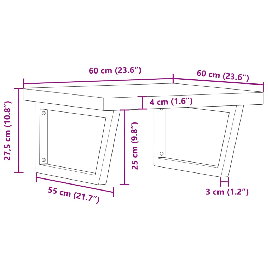 Badkamer Wandschap Staal En Massief Beukenhout 1 60 x 60 x 4 cm Bruin en zwart