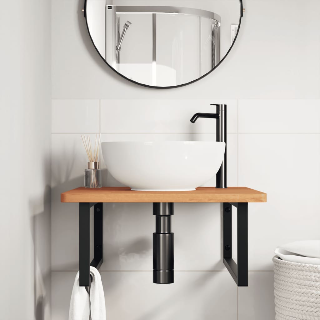 Badkamer Wandschap Staal En Massief Beukenhout