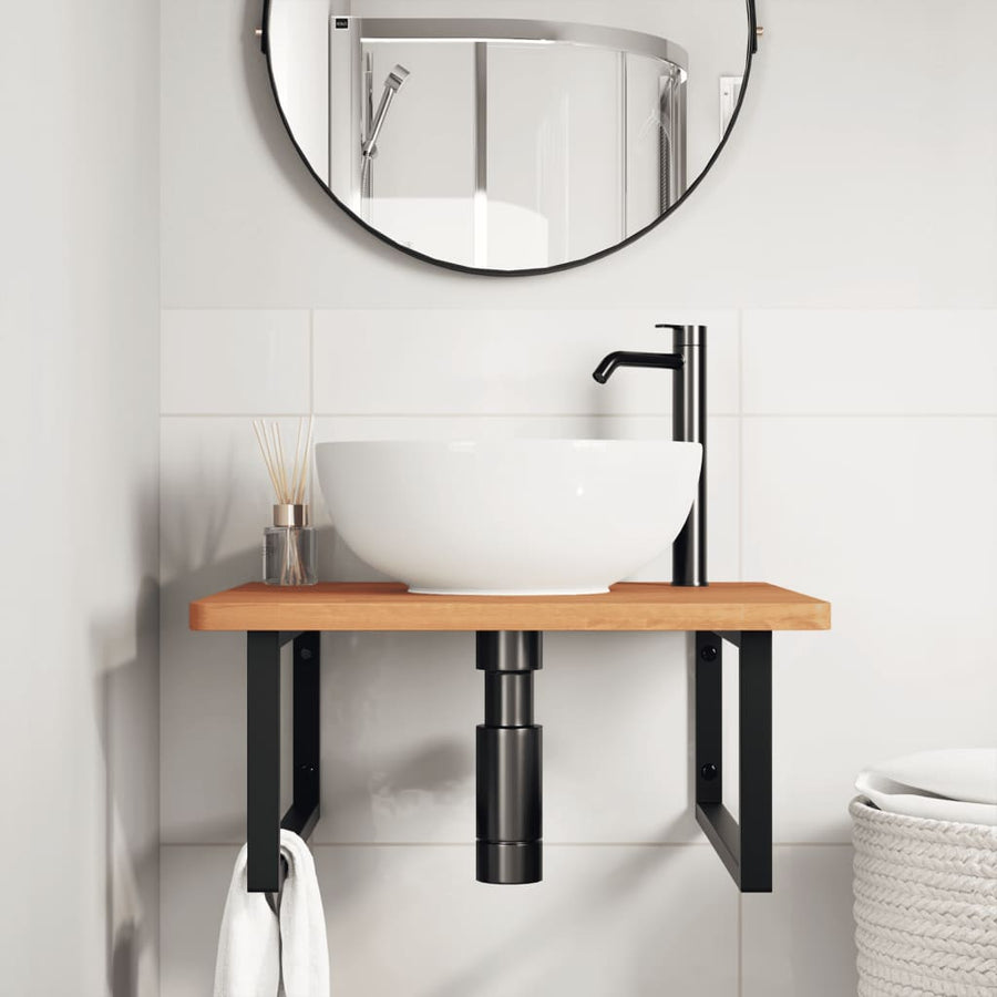 Badkamer Wandschap Staal En Massief Beukenhout