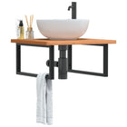 Bathroom Wall Shelf Steel And Solid Beech Wood