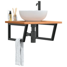Badkamer wandschap staal en massief beukenhout