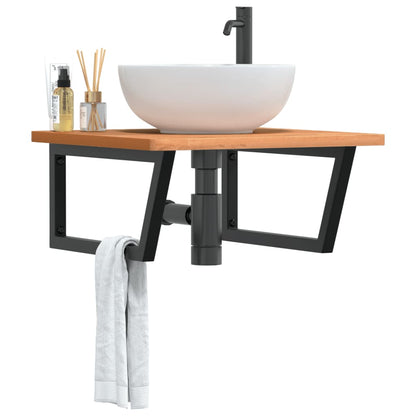 Badkamer wandschap staal en massief beukenhout