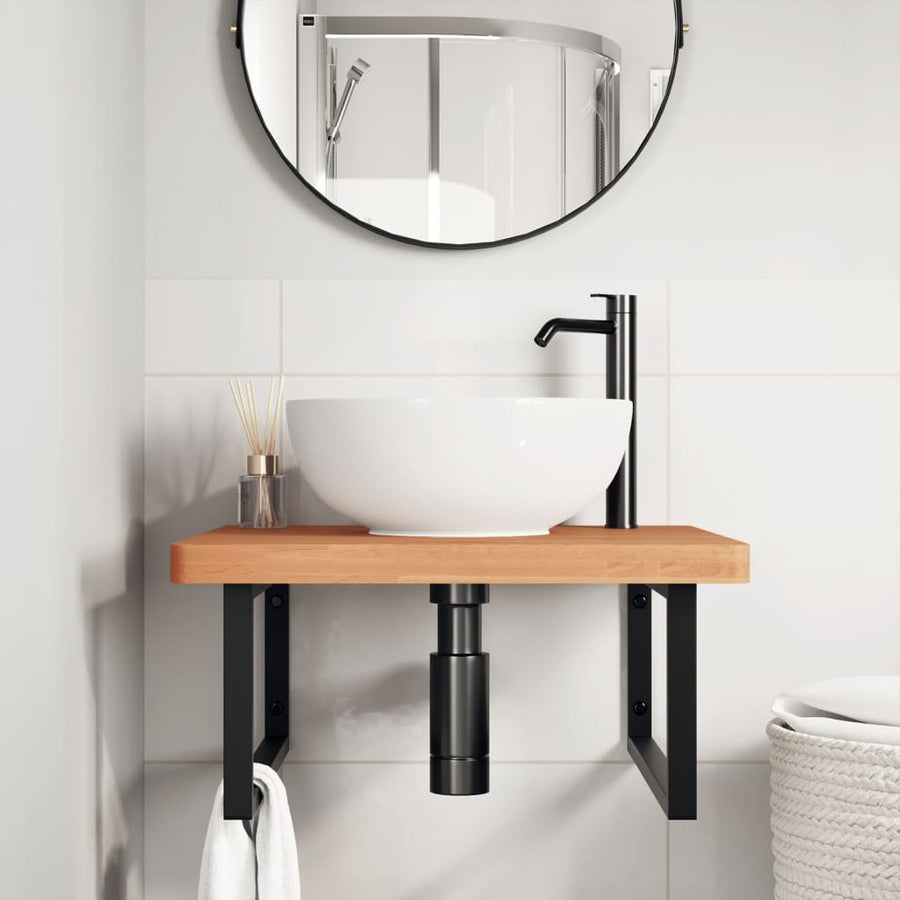 Badkamer Wandschap Staal En Massief Beukenhout