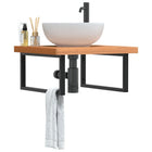 Bathroom Wall Shelf Steel And Solid Beechwood