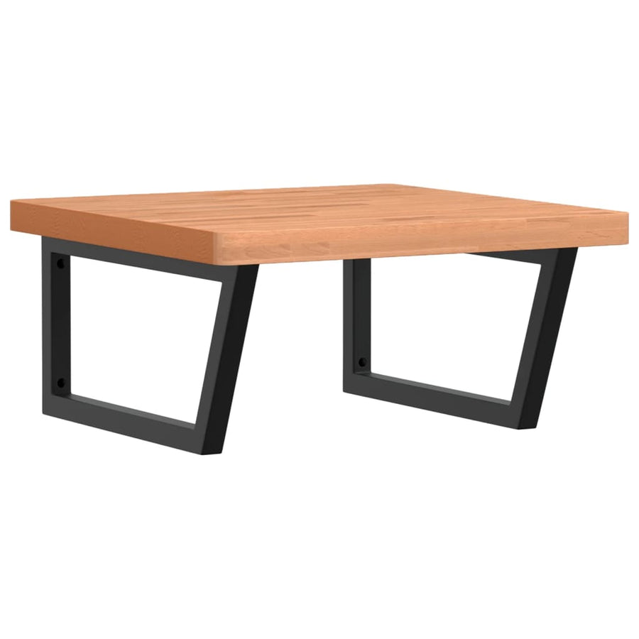 Badkamer Wandschap Staal En Massief Beukenhout 1 60 x 60 x 4 cm Donkerbruin en zwart