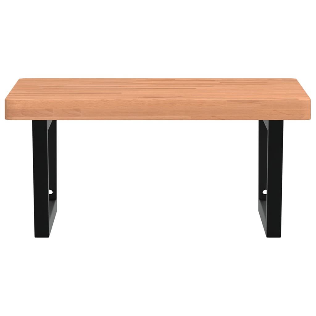 Badkamer Wandschap Staal En Massief Beukenhout 1 60 x 60 x 4 cm Donkerbruin en zwart