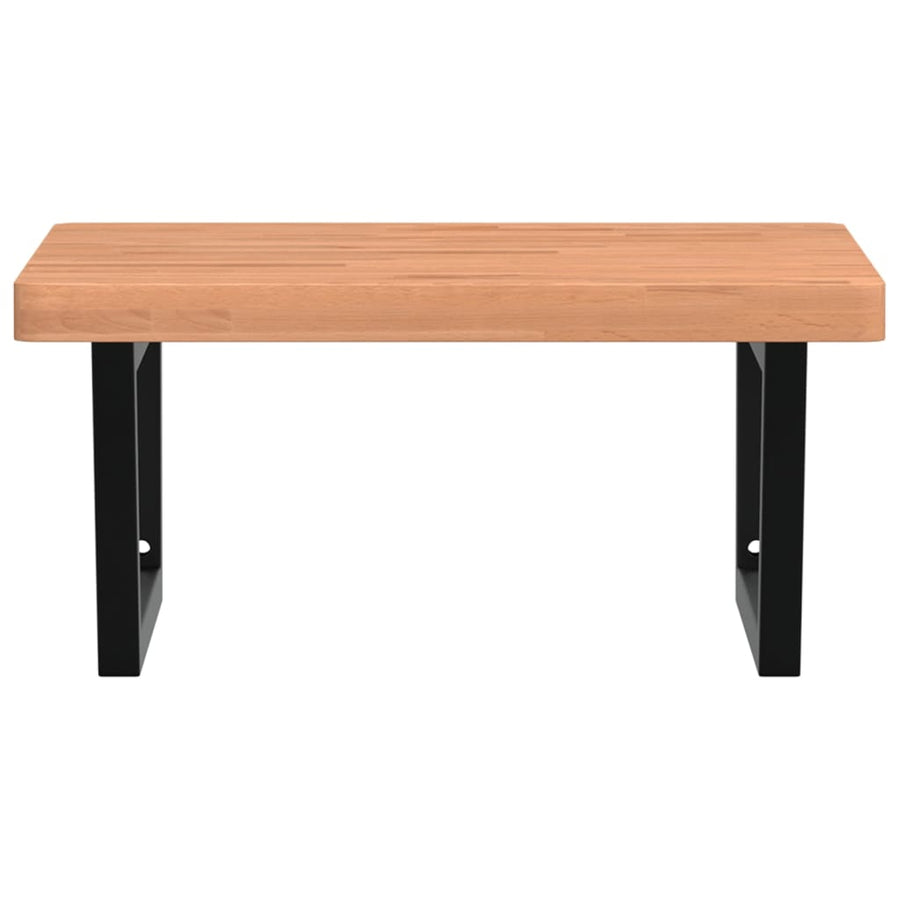 Badkamer Wandschap Staal En Massief Beukenhout 1 60 x 60 x 4 cm Donkerbruin en zwart
