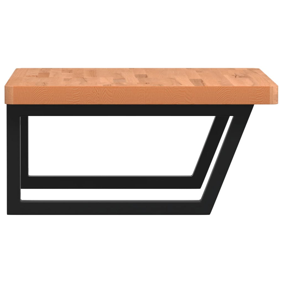 Badkamer Wandschap Staal En Massief Beukenhout 1 60 x 60 x 4 cm Donkerbruin en zwart