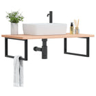 Bathroom Wall Shelf Steel and Solid Beech