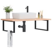 Badkamer wandschap staal massief beukenhout handdoekhouder