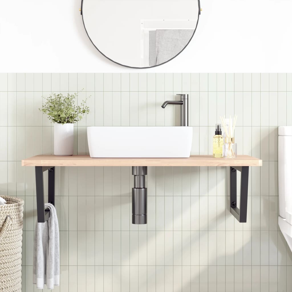 Badkamer wandschap staal en massief beukenhout