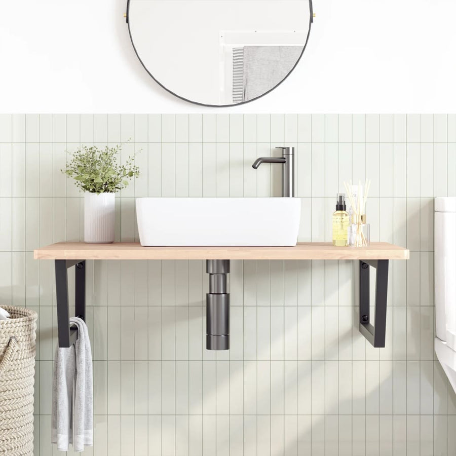 Badkamer wandschap staal en massief beukenhout