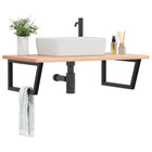 Bathroom wall shelf steel and solid beech wood