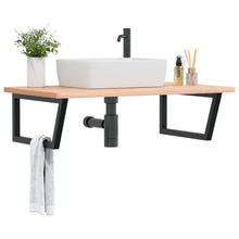 Badkamer wandschap staal en massief beukenhout