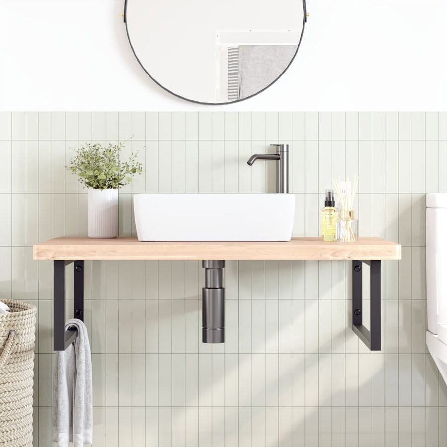 Badkamer Wandschap Staal En Massief Beukenhout Betongrijs