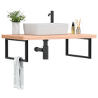 Bathroom Wall Shelf Steel And Solid Beech Concrete Grey