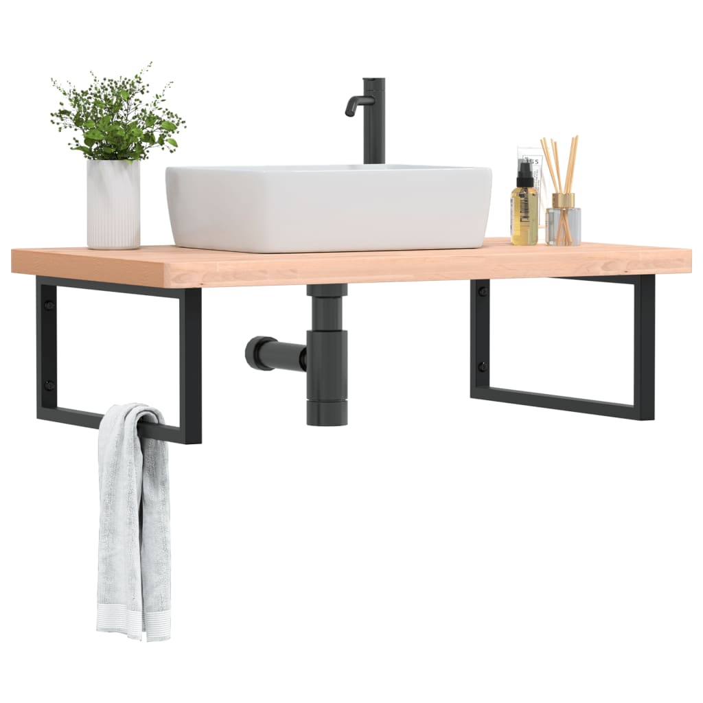 Badkamer Wandschap Staal En Massief Beukenhout Betongrijs