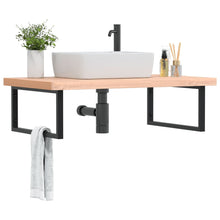 Badkamer Wandschap Staal En Massief Beukenhout Betongrijs