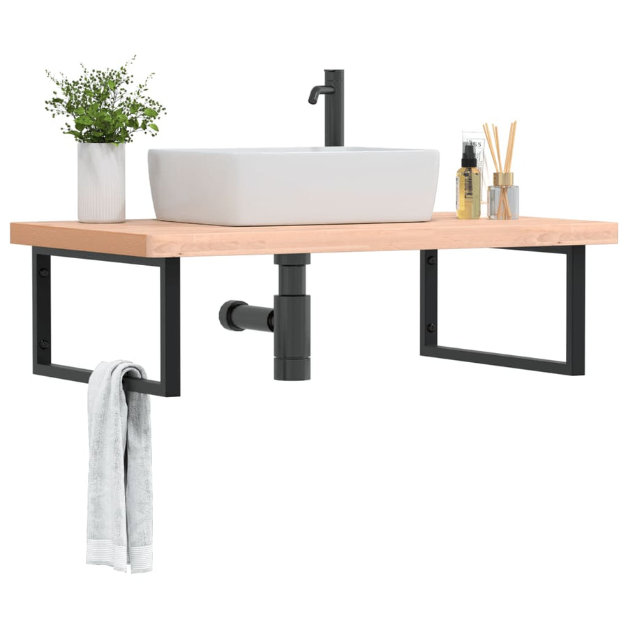 Badkamer Wandschap Staal En Massief Beukenhout Betongrijs