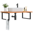Bathroom Wall Shelf Steel And Solid Beech Wood