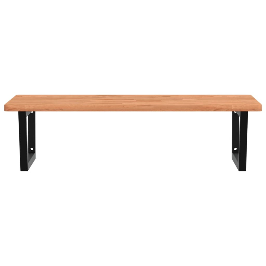 Badkamer Wandschap Staal En Massief Beukenhout 1 100 x 60 x 2.5 cm Donkerbruin en zwart